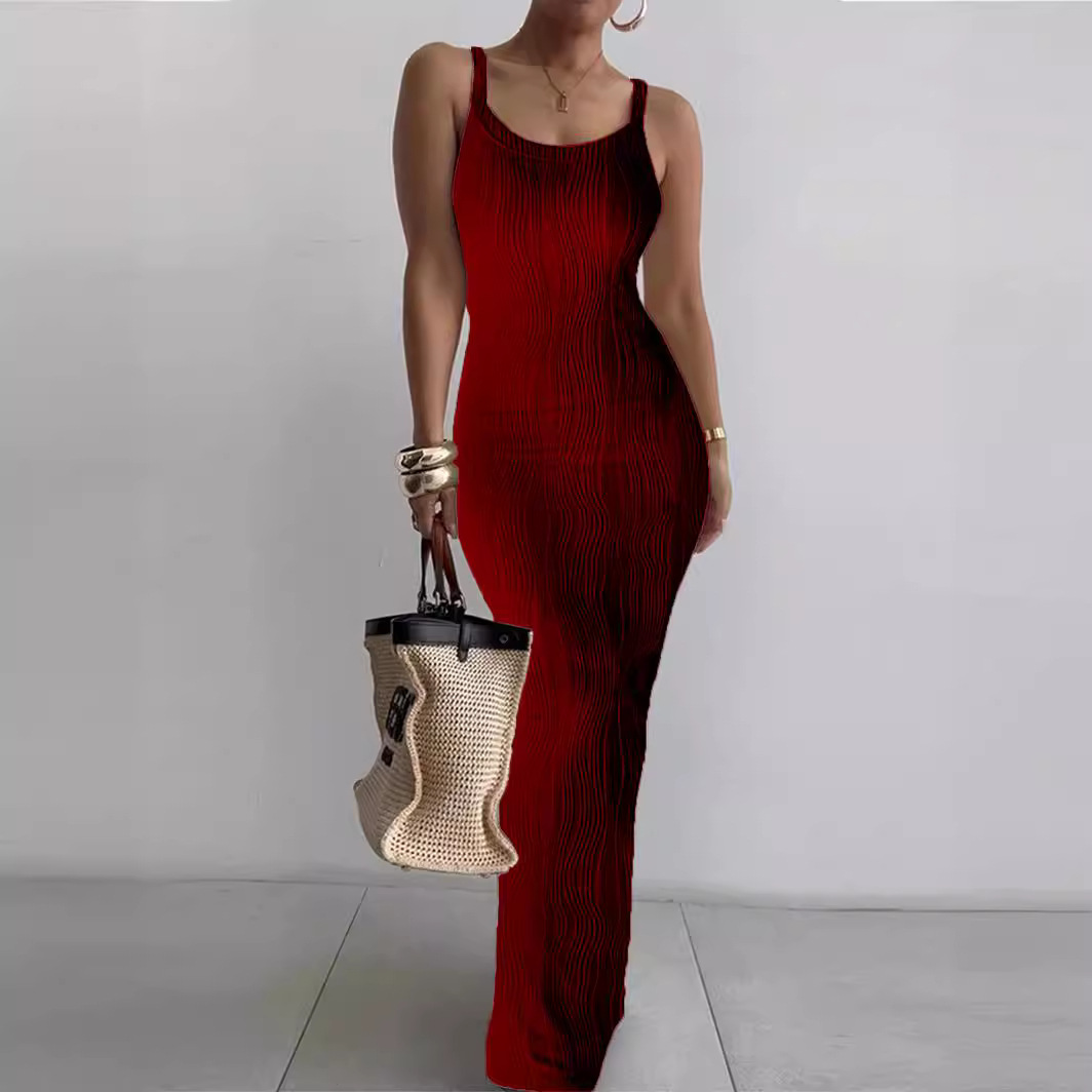 Sleeveless Bodycon V-Neck Long Dress