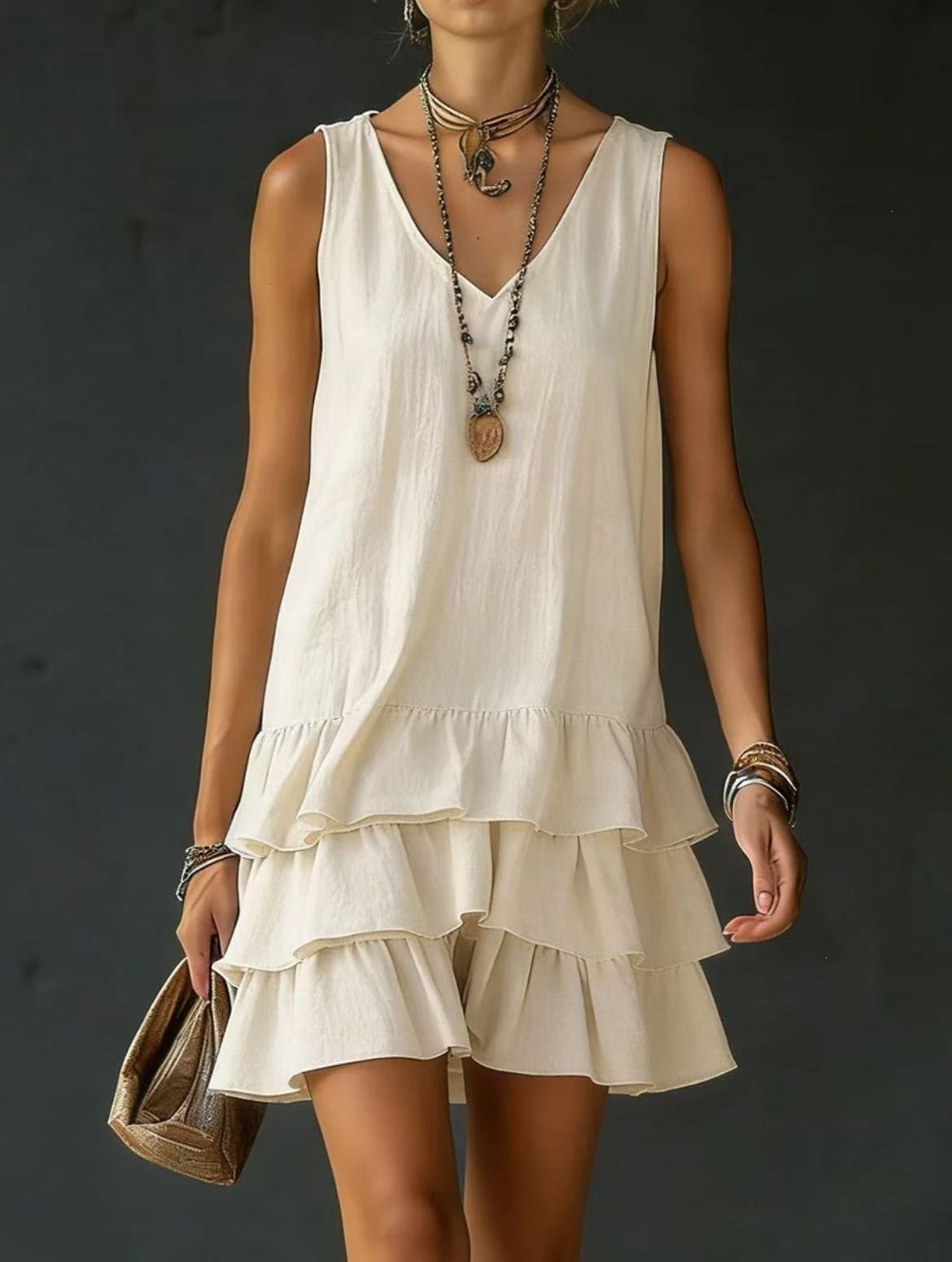 Women's Loose Casual Solid Color Sleeveless Tank Dress