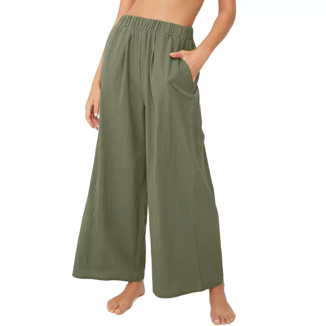 Women's High Waist Wide Leg Casual Pants Solid Color Loose Fit
