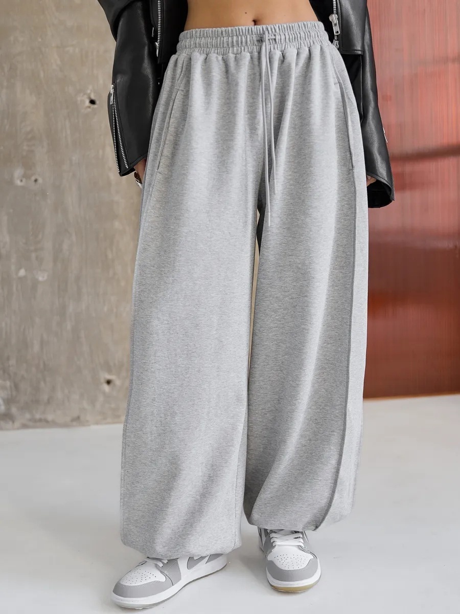 High-Waist Elastic Waist Straight-Leg Casual Pants for Women