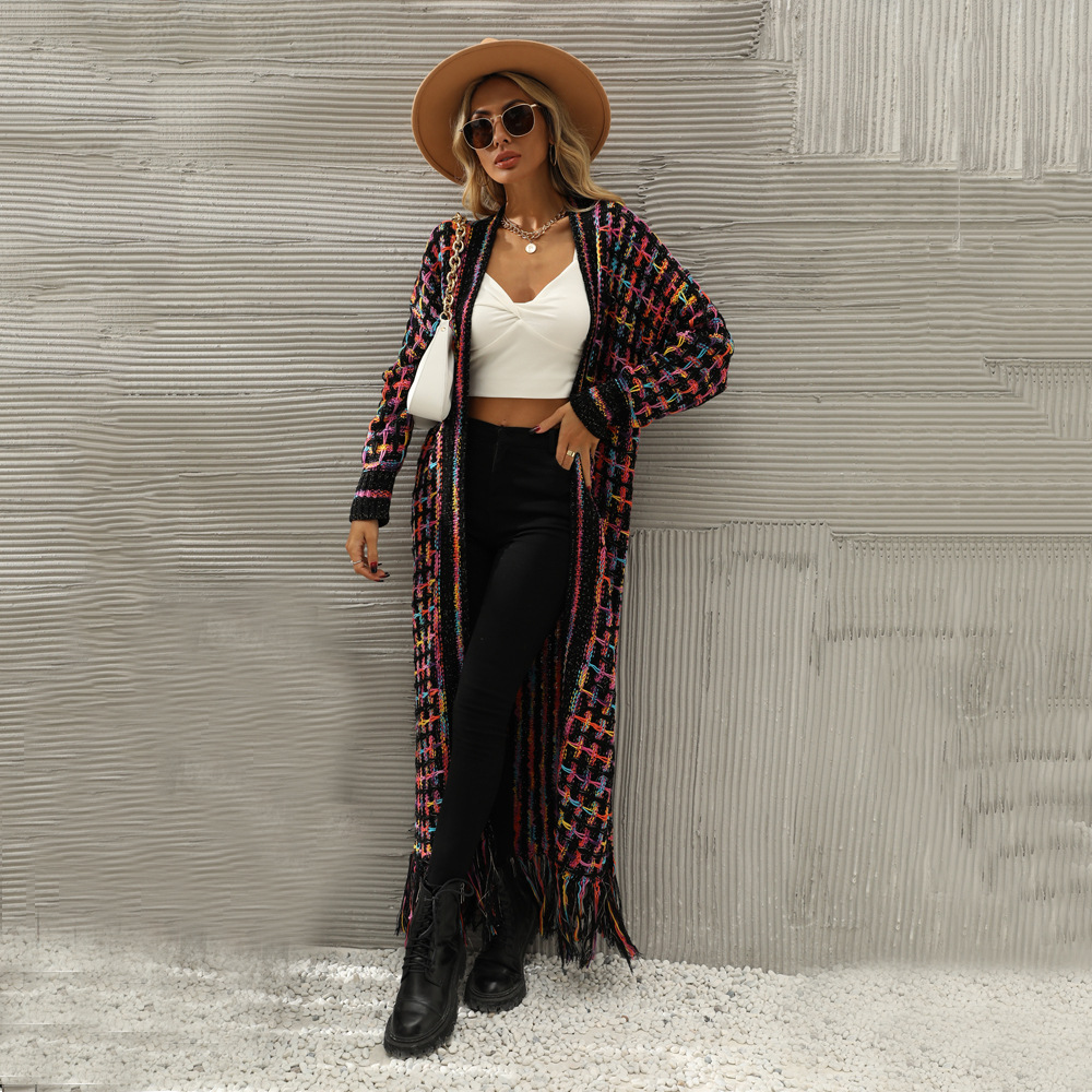 Plus Size Fringe Long Cardigan Sweater Coat
