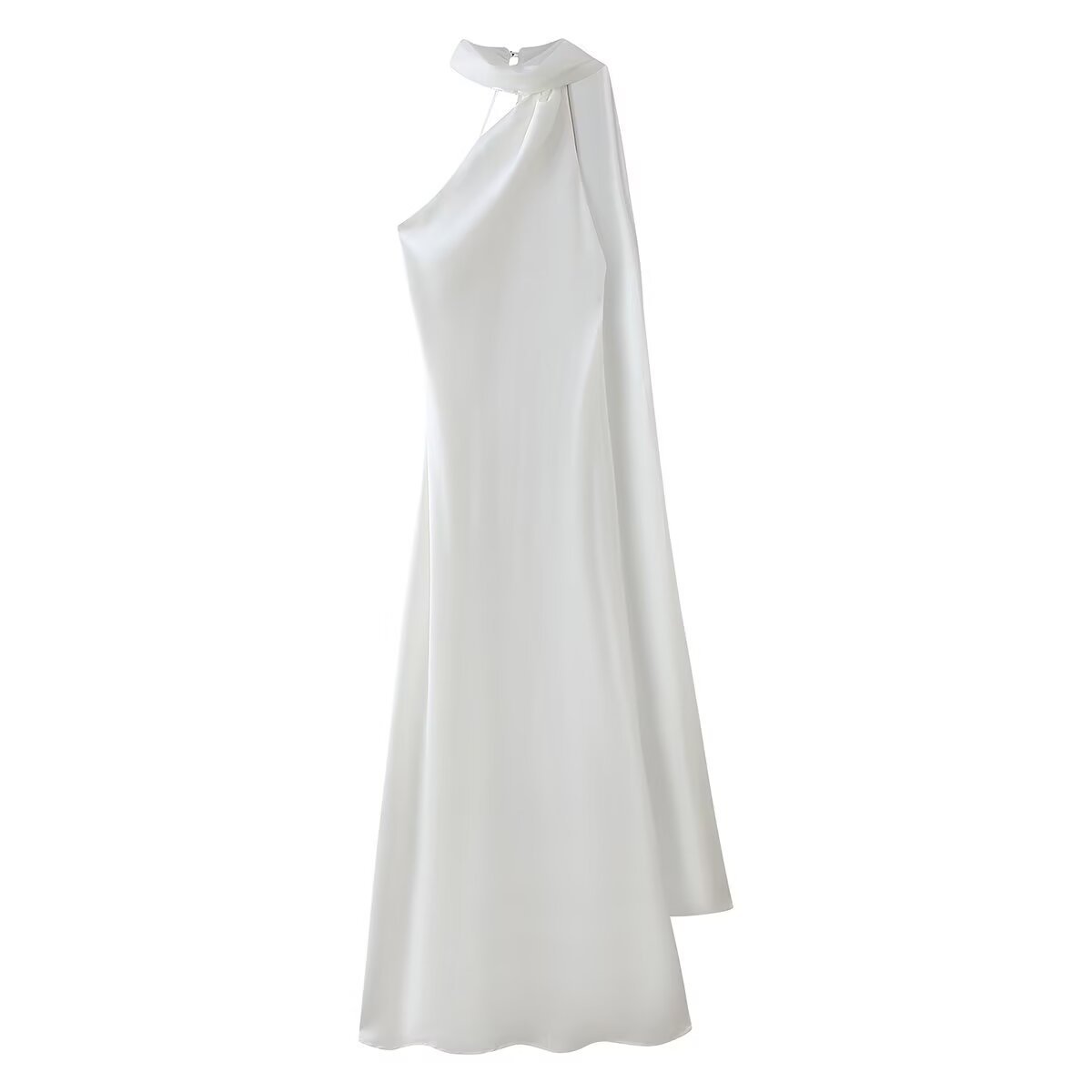 Women's Elegant Open-Back Halter Maxi Dress with Tie Detail