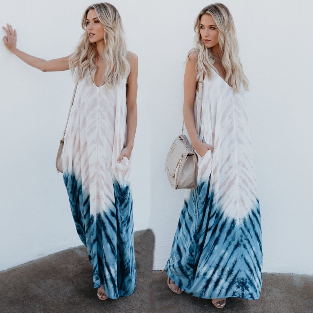 Women's Sexy Four-Way Stretch Digital Print Loose Cami Long Dress