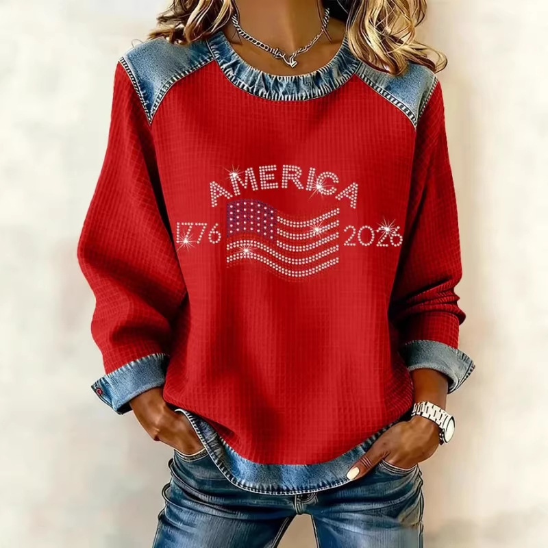 Women's America Print Crewneck Sweatshirt