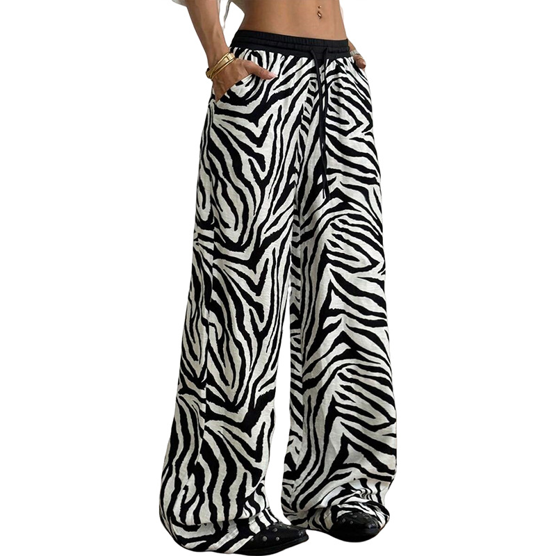 Striped Zebra Print Wide-Leg Lounge Pants