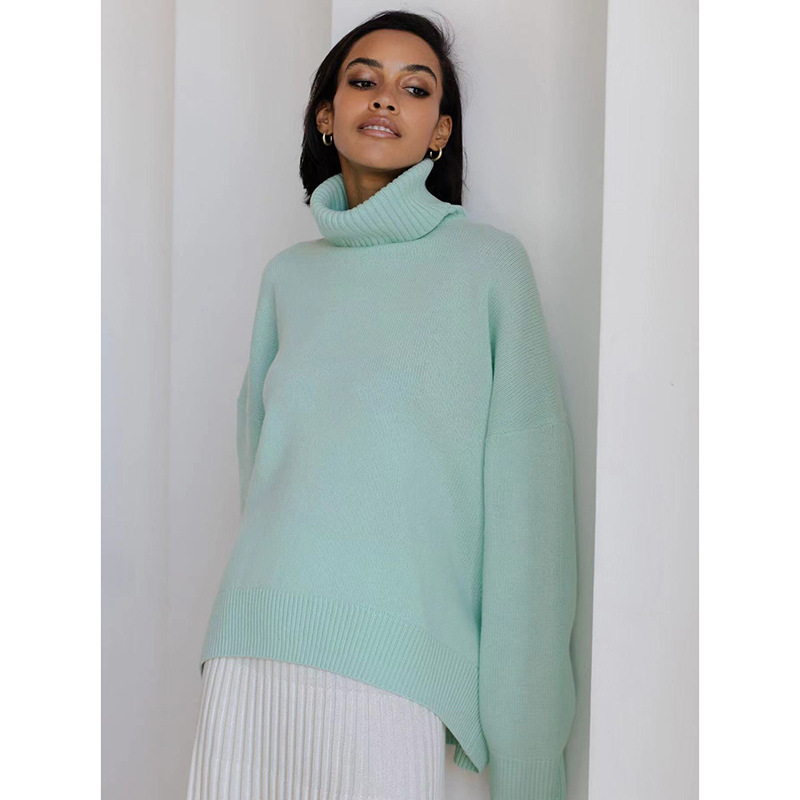 Soft High Turtleneck Solid Pullover Sweater