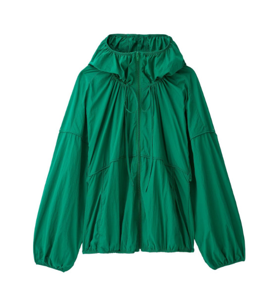 Women's Stand Collar Hooded Long Sleeve Tech Fabric Jacket