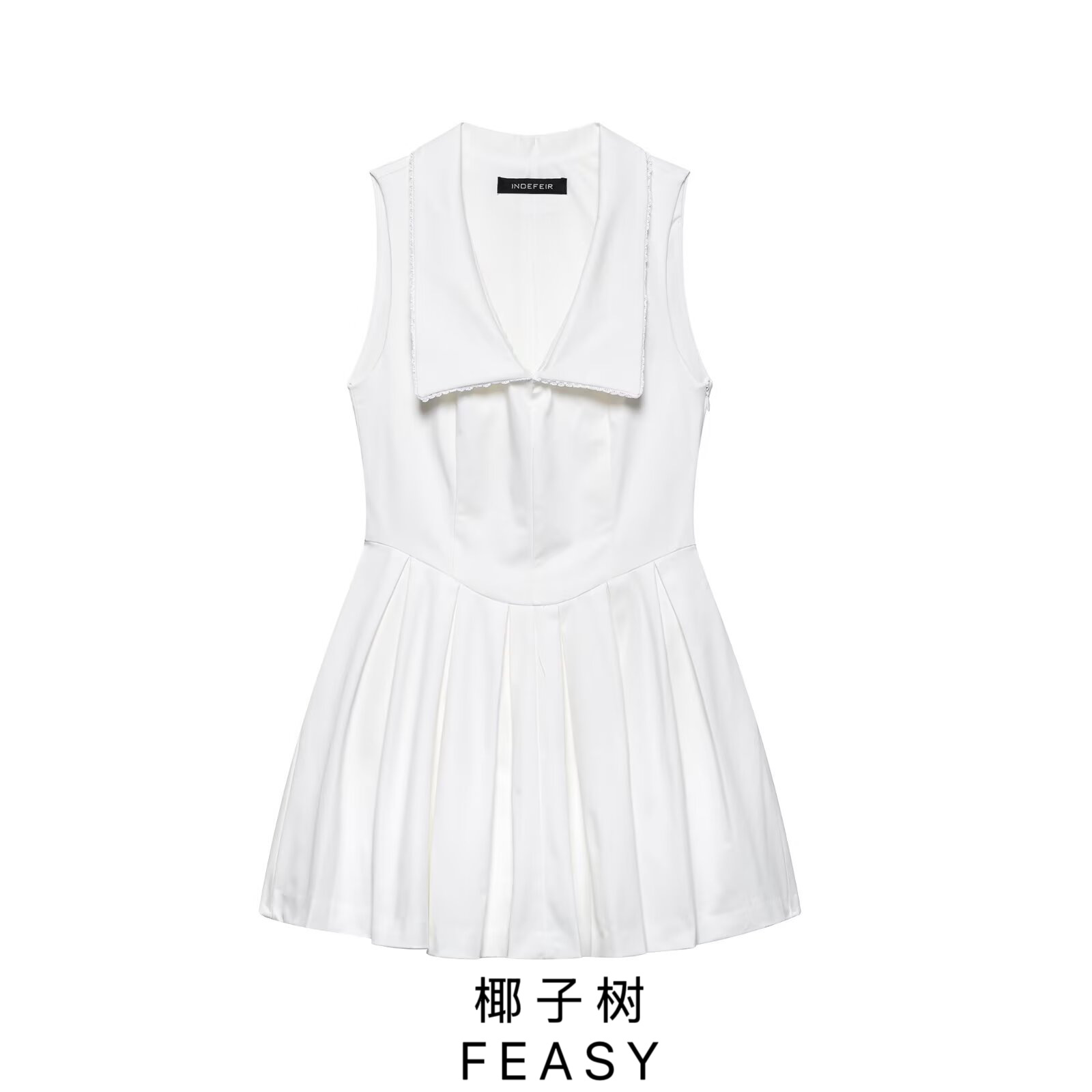 Women's V-Neck Sleeveless Pleated Midi Dress