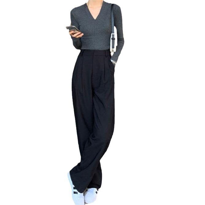 Women's High-Waist Straight-Leg Wide-Leg Dress Pants