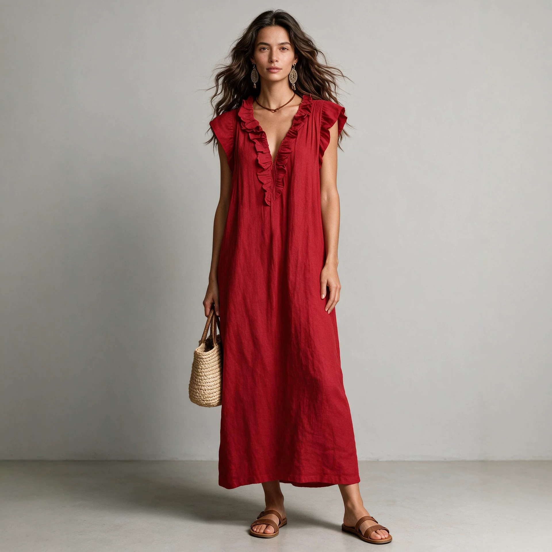 Bohemian Flutter Sleeve Maxi Dress