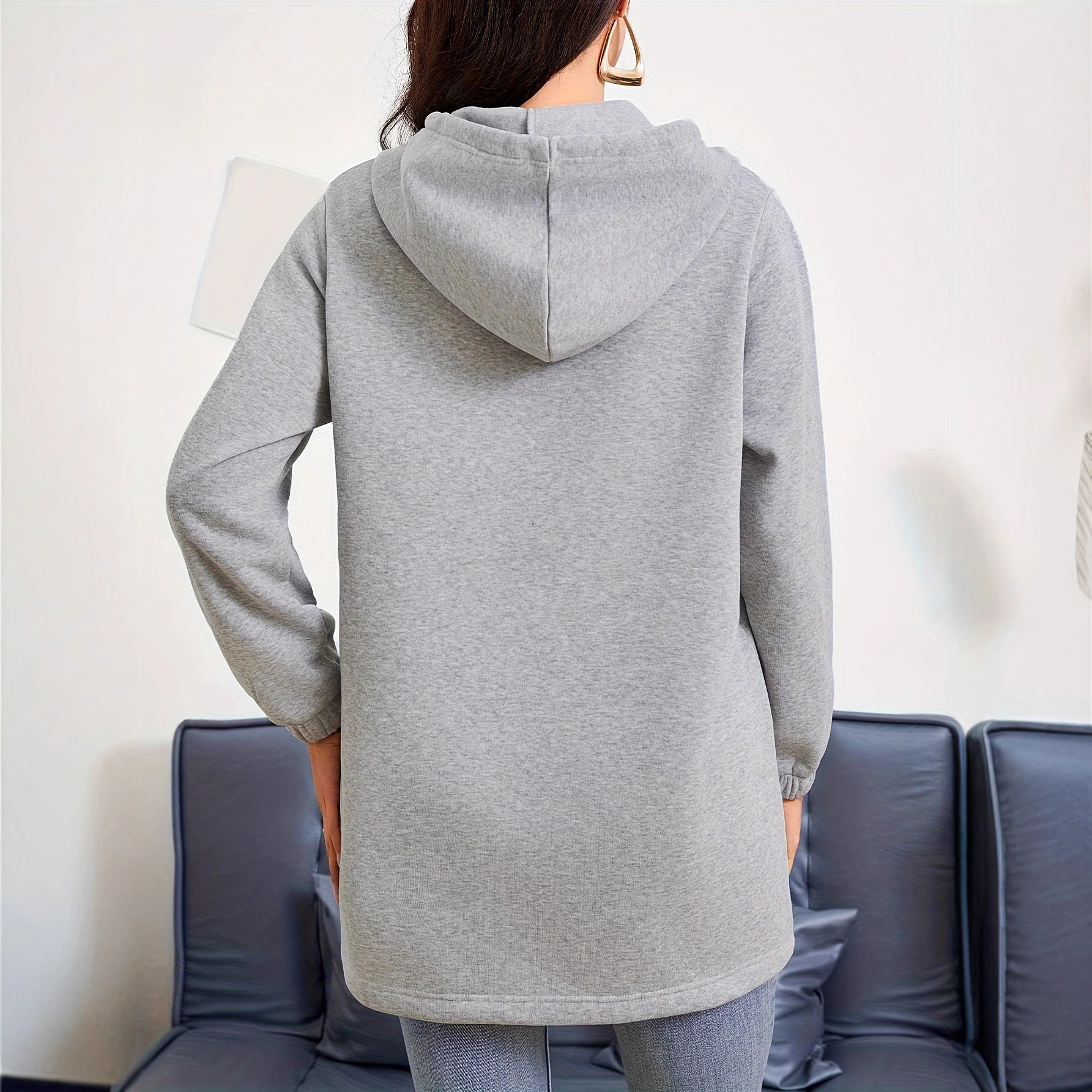 Women's Half-Zip Hooded Sweatshirt Loose Fit Long Sleeve