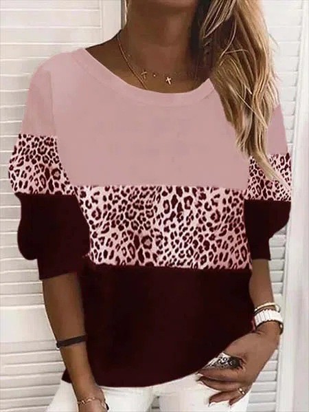 Long Sleeve Crewneck Striped Pullover Sweatshirt Loose Fit