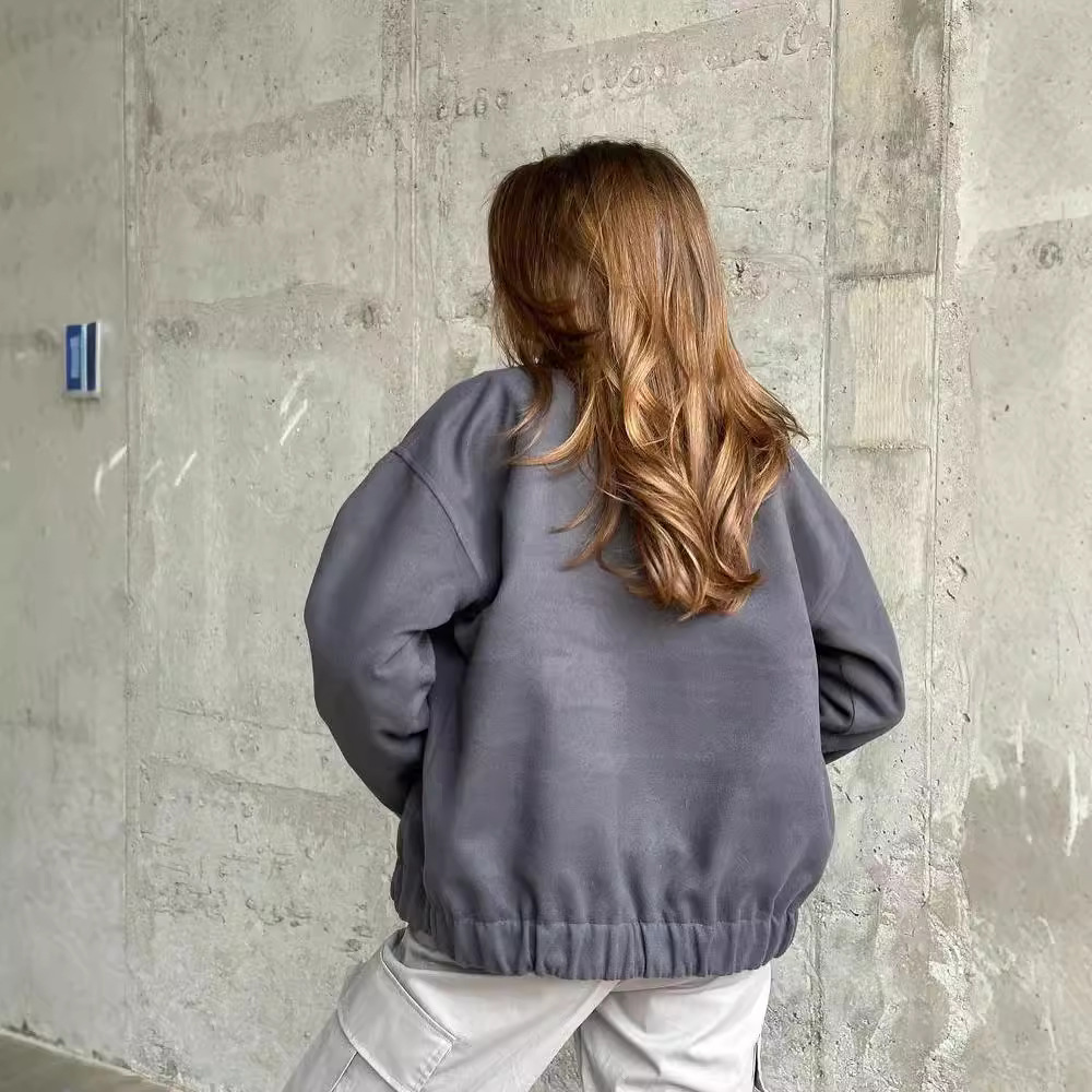 Women's Casual Stand Collar Button-Up Long Sleeve Jacket