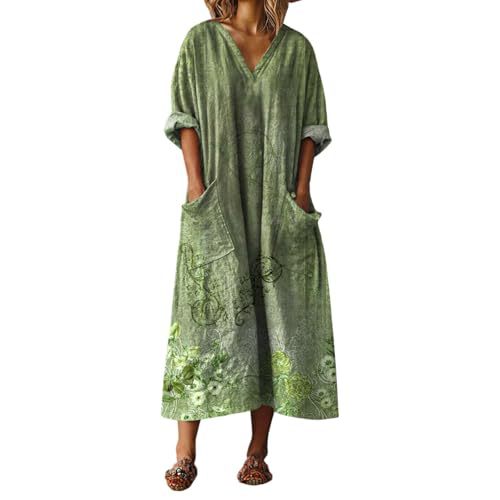 Women's V-Neck Boho A-Line Midi Dress