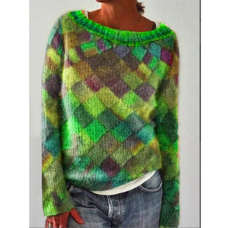 3D Print Women's Crewneck Pullover Sweater Long Sleeve Knit Top