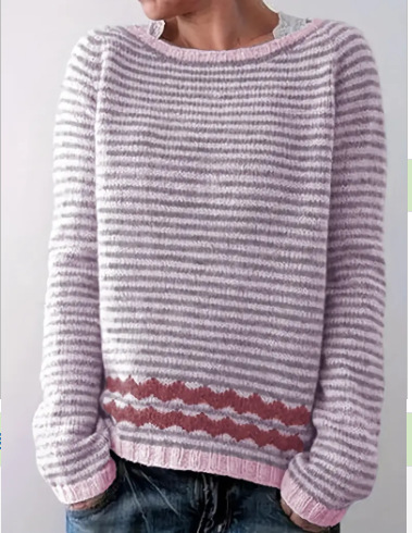 Women's Color-Block Crewneck Loose Knit Pullover Sweater
