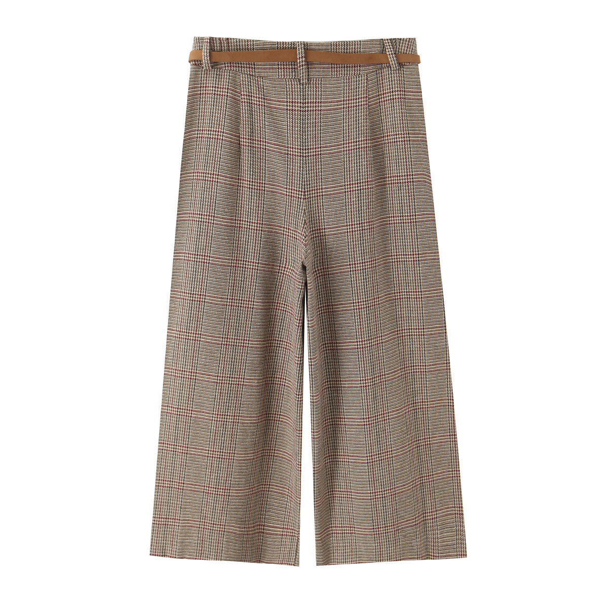 High-Waisted Houndstooth Wide-Leg Shorts