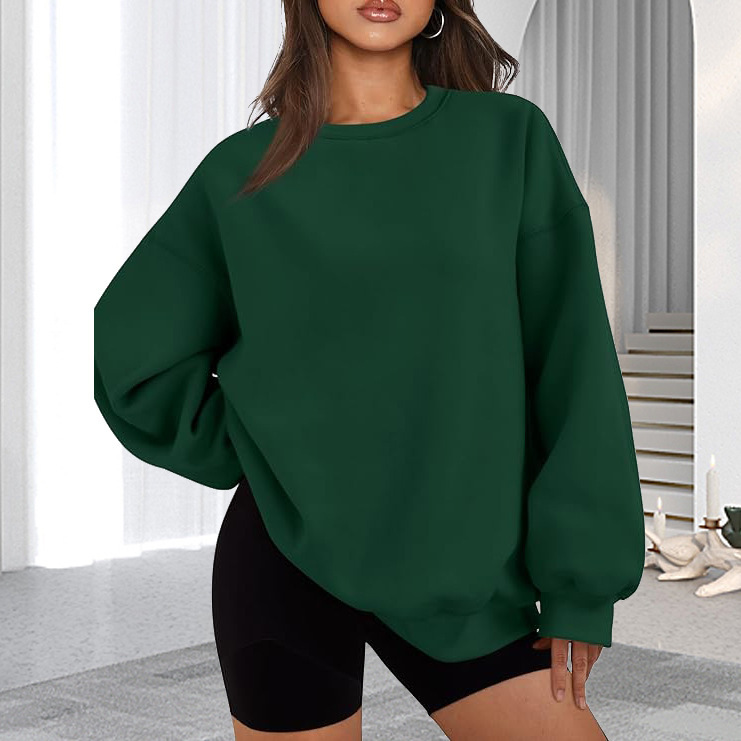 Women's Crewneck Pullover Solid Color Sweatshirt