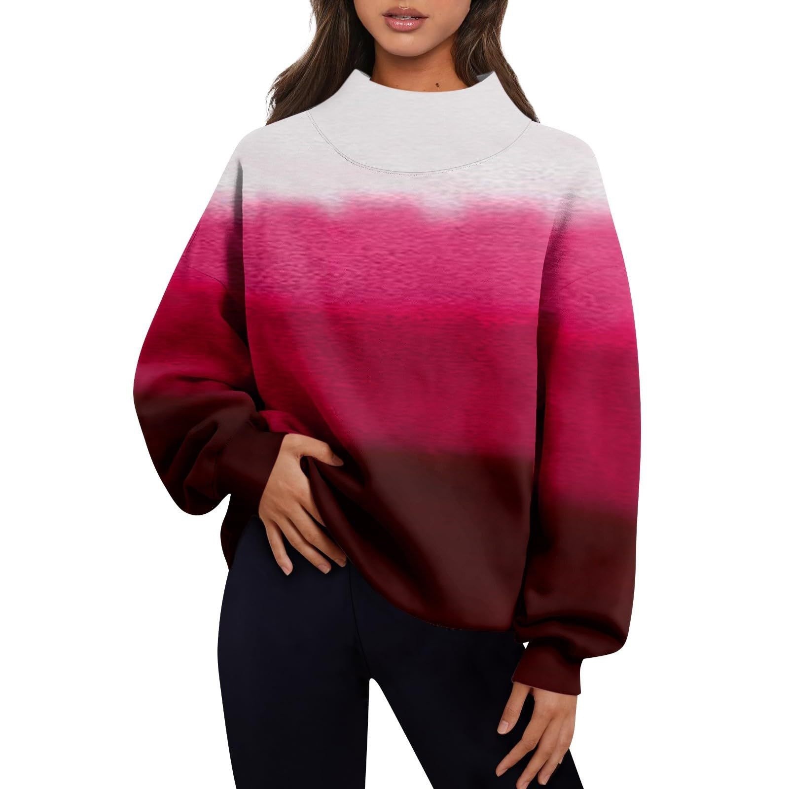 Women's Fleece-Lined Mock Neck Pullover Sweatshirt