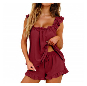 Solid Color Sleeveless Cami Top and Shorts Lounge Set