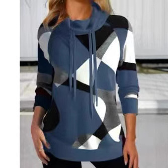 Printed High-Neck Pullover Sweatshirt
