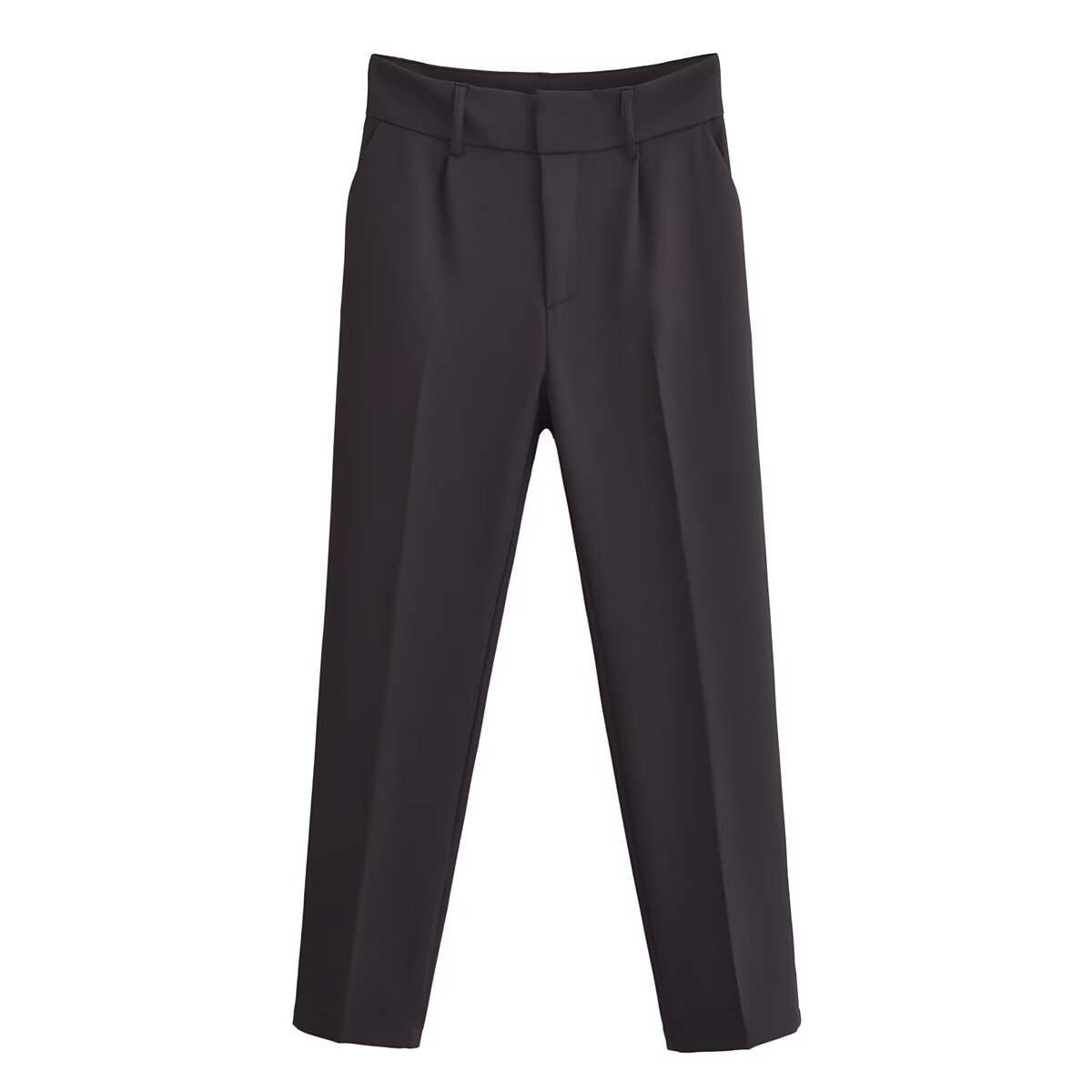 Women's High-Waist Straight-Leg Suit Pants Solid Color Streetwear