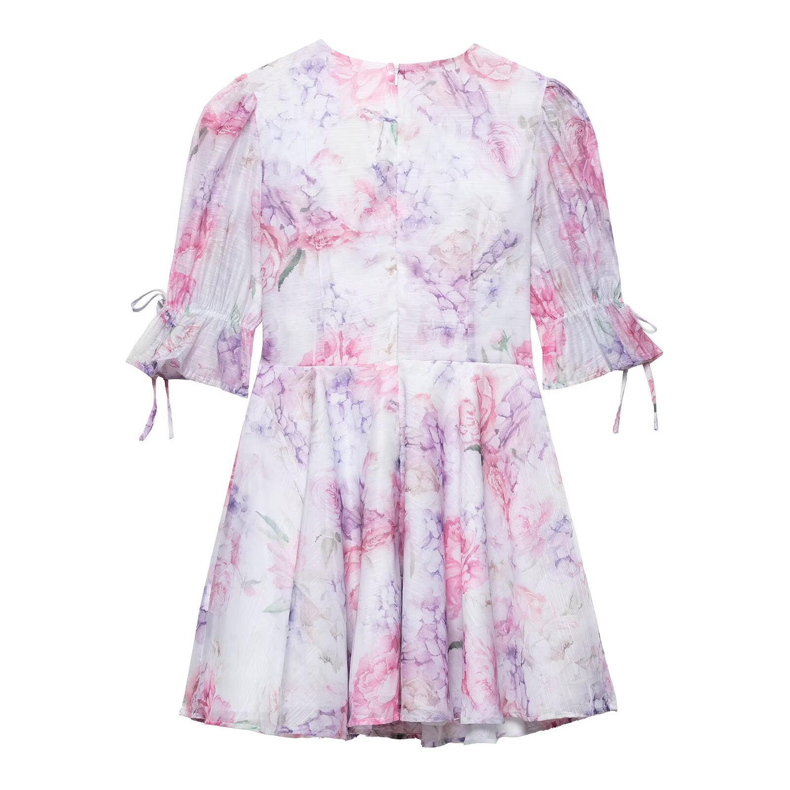 Women's Short Sleeve Chiffon Floral Dress