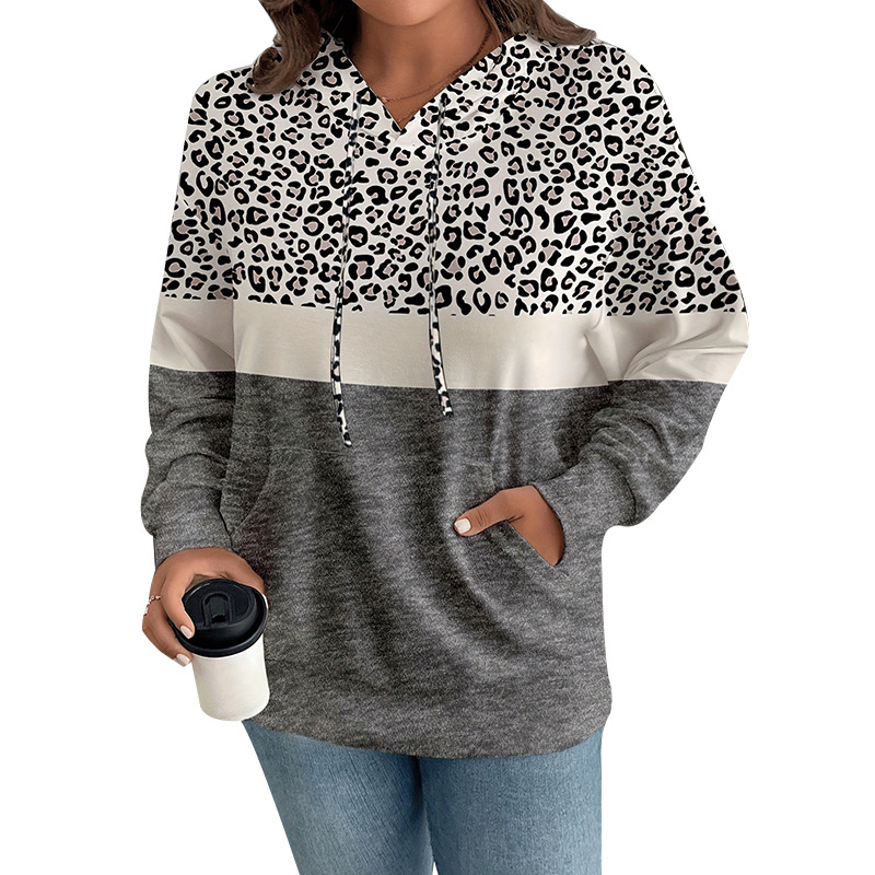 Women's Leopard Print Pullover Hoodie
