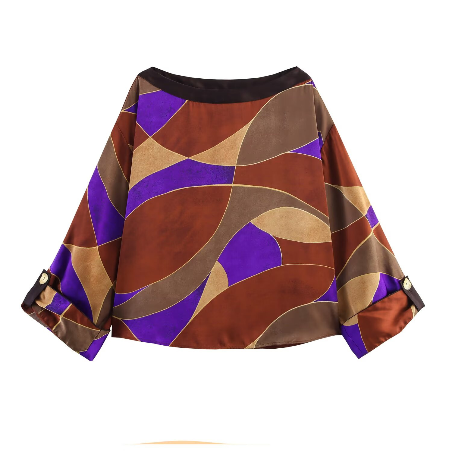 Satin Floral Print Shirt and Pants Two-Piece Set