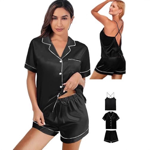 Women's Cuban Collar Retro Short Sleeve Button Set
