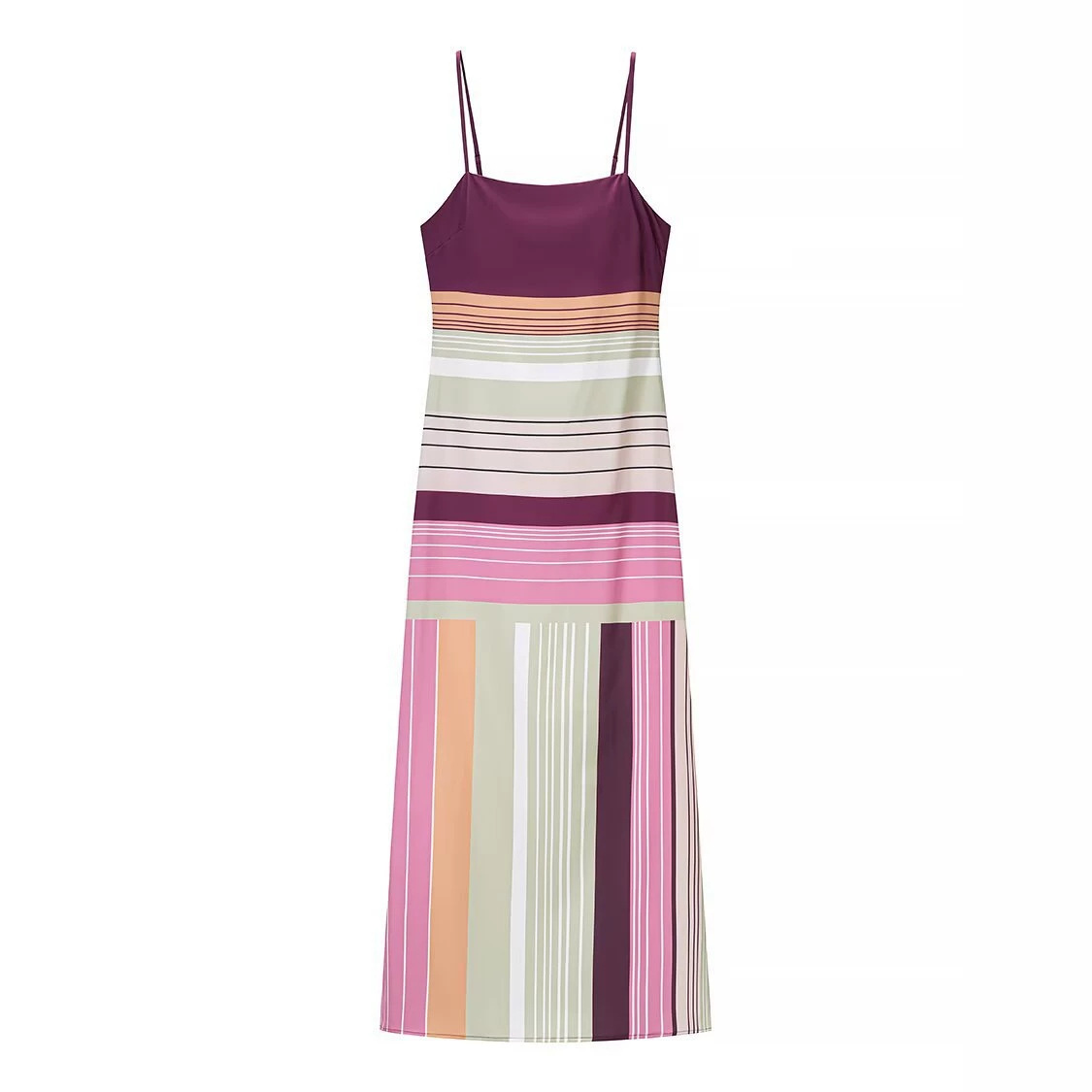 Striped Open-Back Cami Maxi Dress