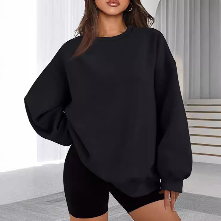 Women's Crewneck Pullover Solid Color Sweatshirt