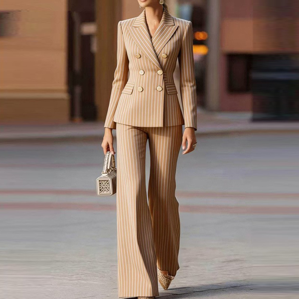 Women's Color-Block Long-Sleeve Blazer and Pants Set