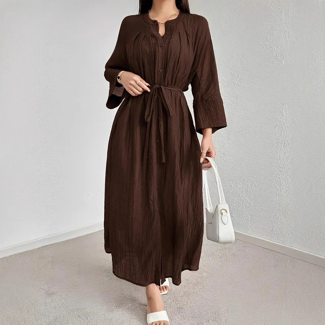 Elegant V-Neck Batwing Sleeve A-Line Long Dress