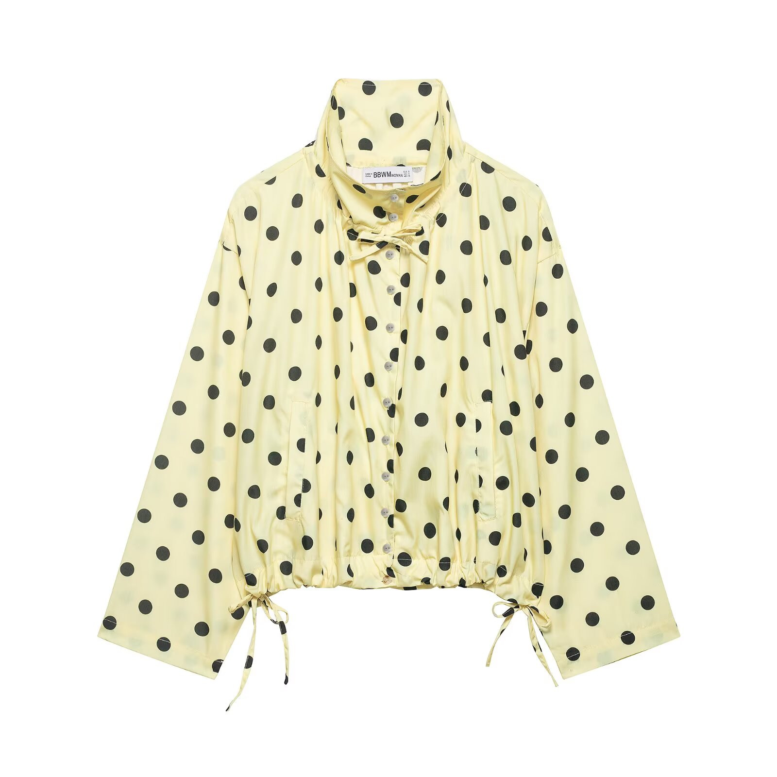Women's Polka Dot Stand Collar Long Sleeve Casual Jacket