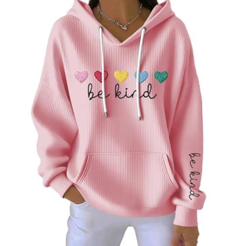 Women's Heart Be Kind Letter Print Hooded Sweatshirt
