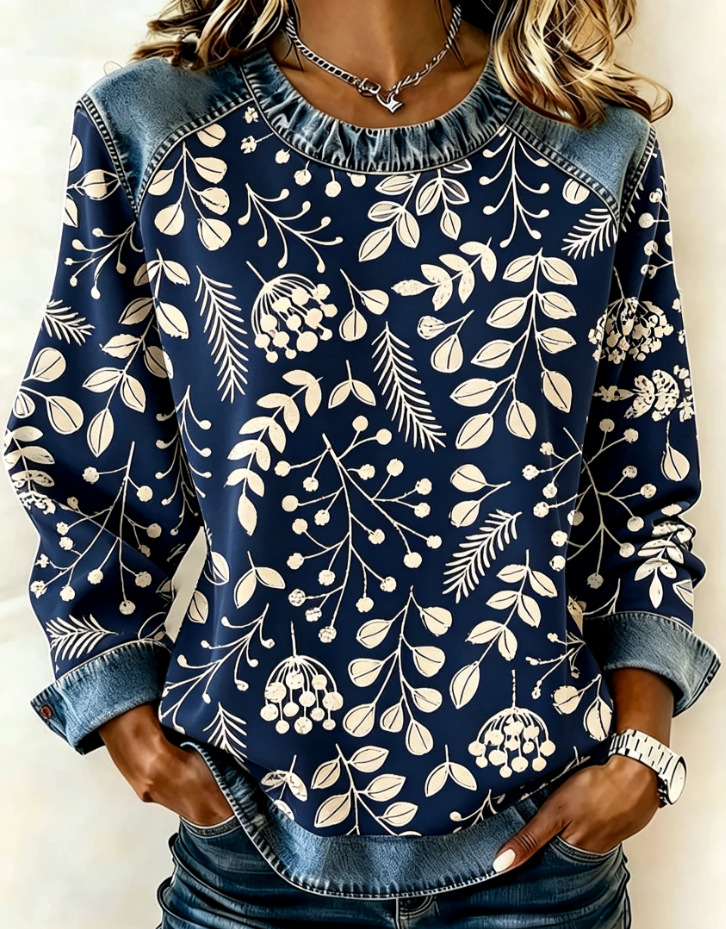 Women's Leaf Floral Print Casual Hoodie