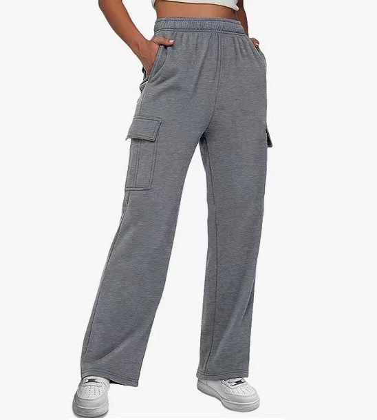 High-Waisted Wide-Leg Cargo Pants for Women, Loose Straight-Leg Casual Trousers