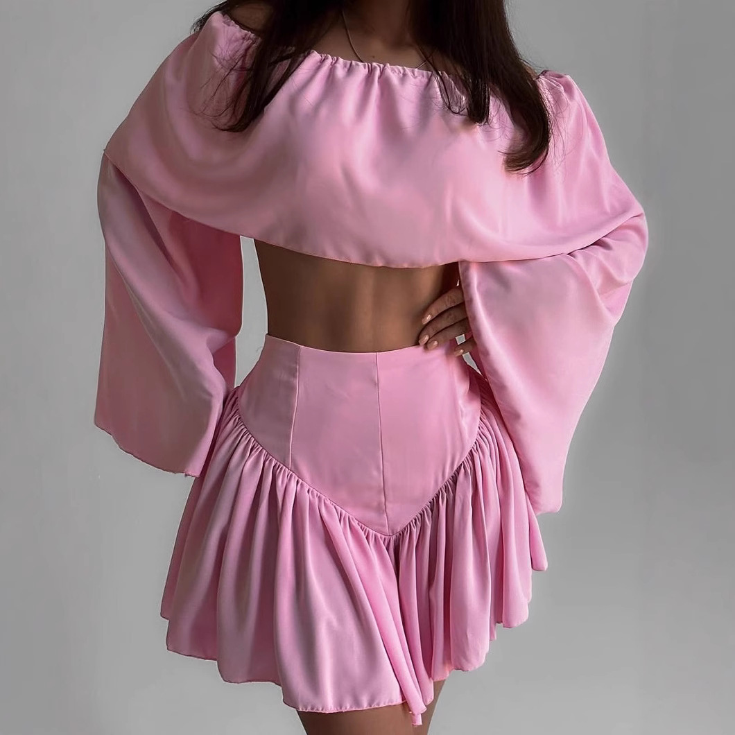 Women's Off-Shoulder Ruffle Top and High-Waist Mini Skirt Set