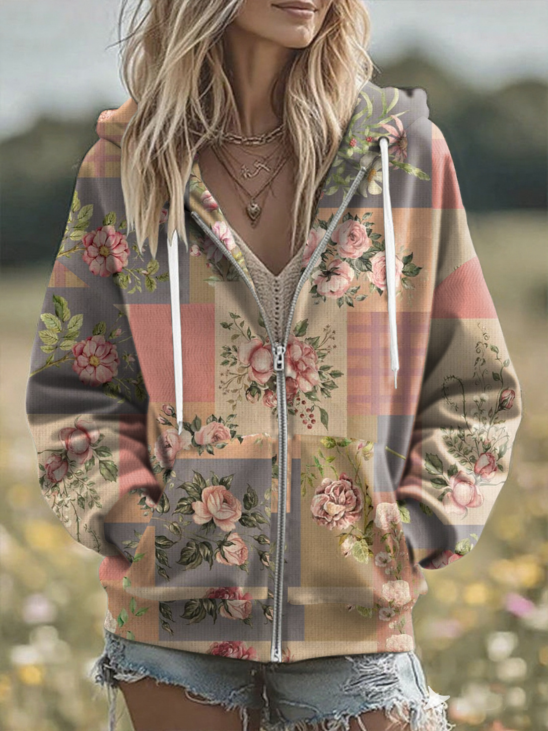 Women's Animal Skull Letter Plaid Print Hoodie