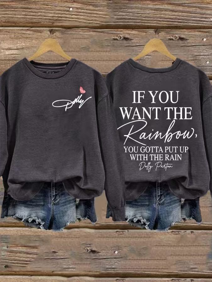 Women's Vintage Loose Slogan Print Crewneck Sweatshirt