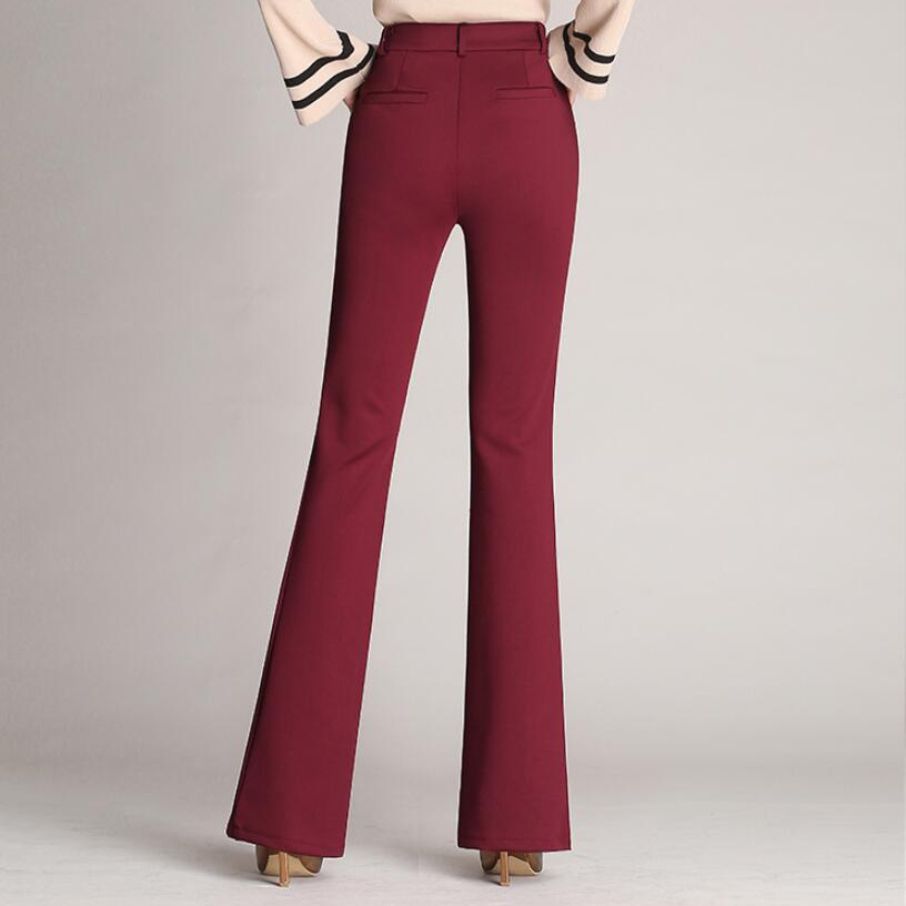Women's Urban Casual Flared Pants High Waist Polyester Blend