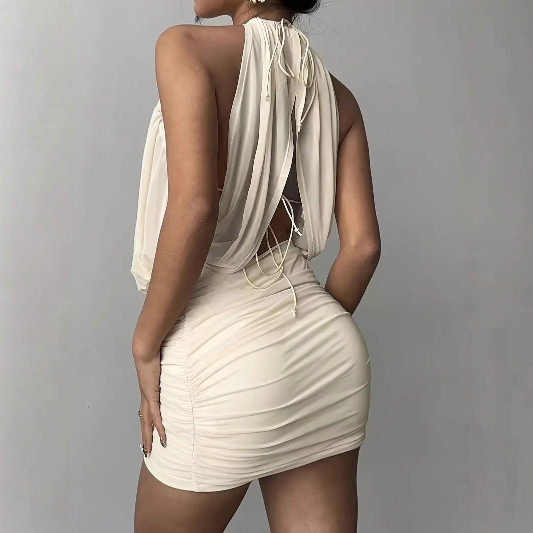 Women's Summer Halter Mesh Bodycon Mini Dress