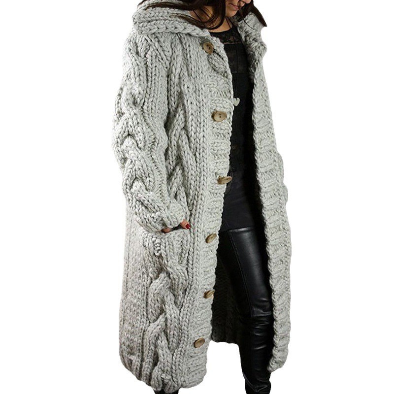 Women's Plus Size Open-Front Cardigan Sweater Long Knit Coat with Pockets