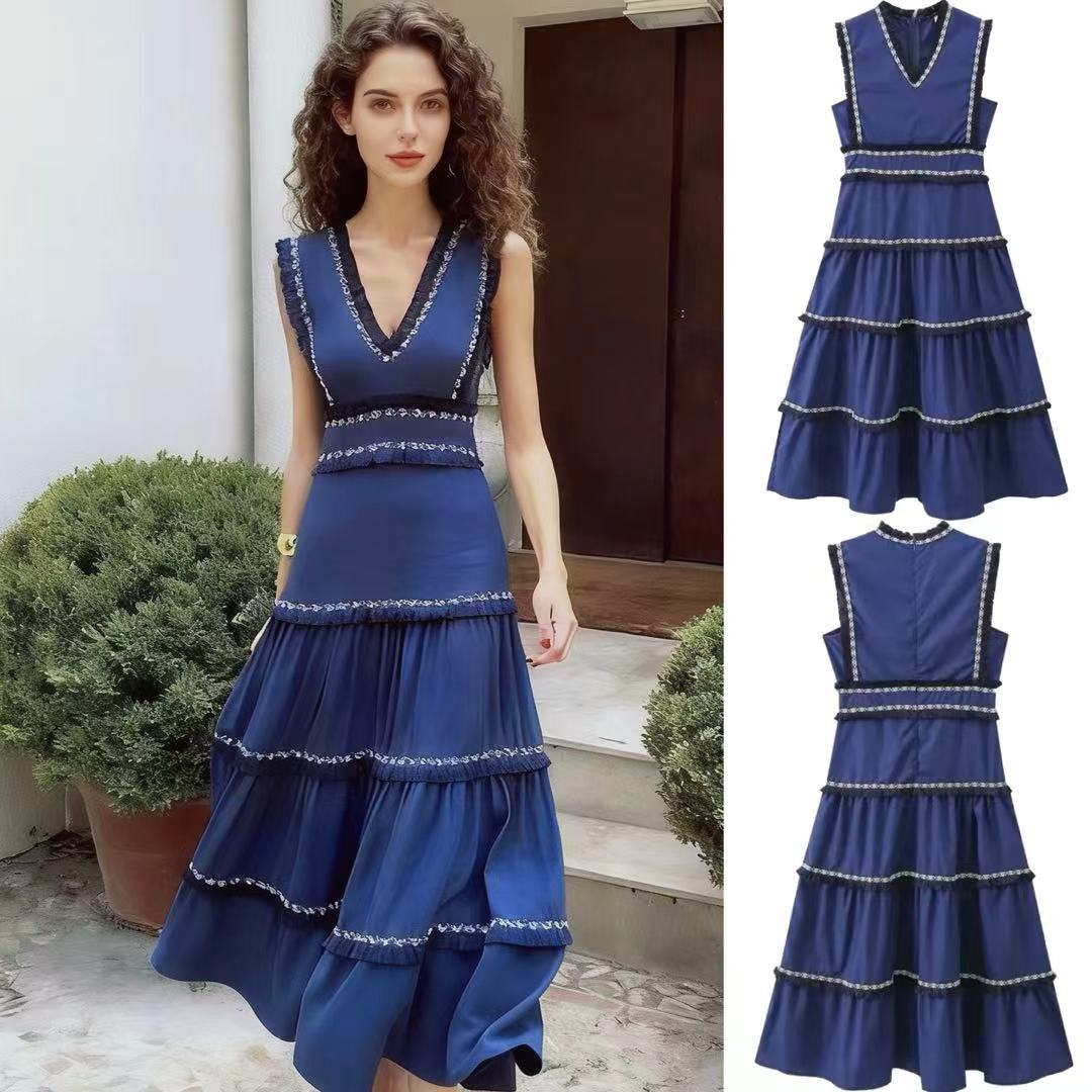 Women's Color-Block Layered Fringe Dress
