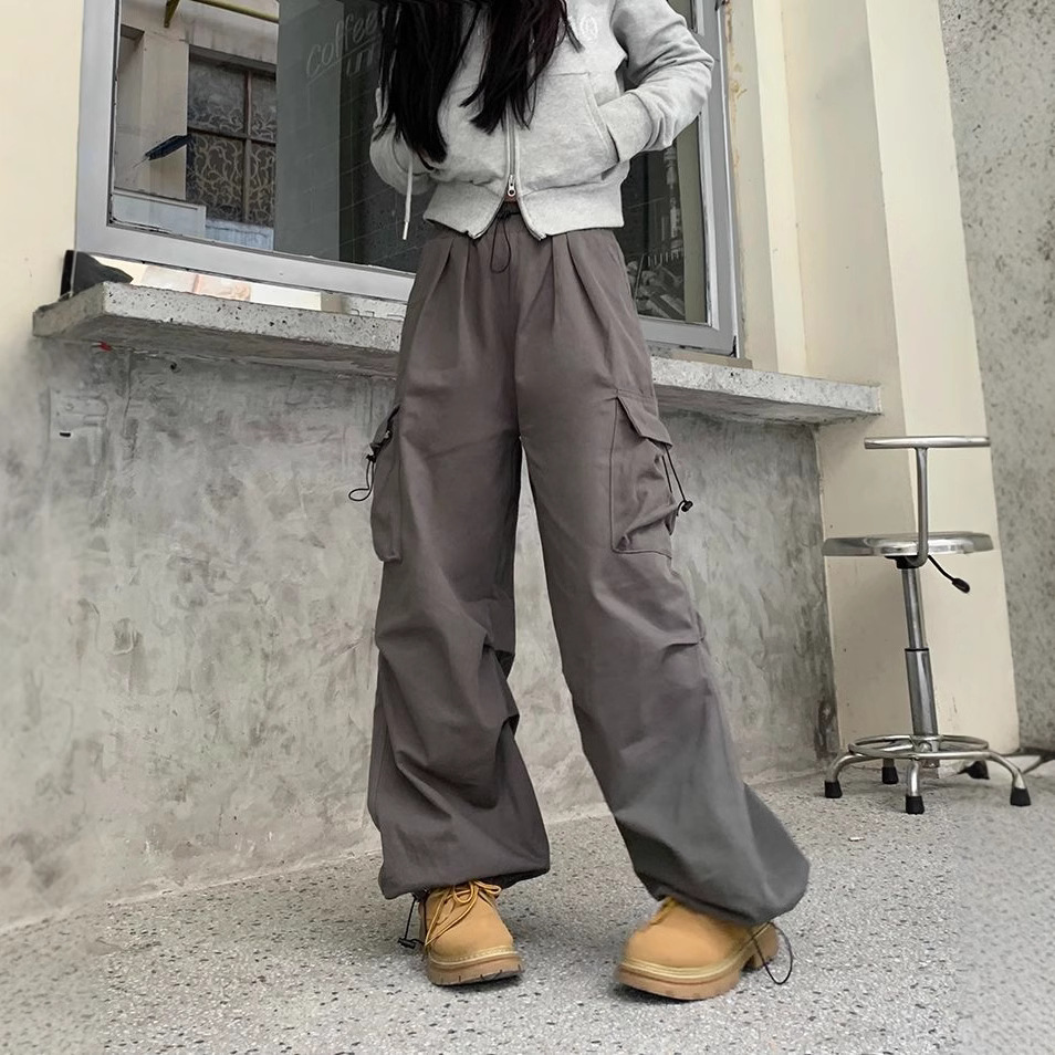Women's High-Waist Cargo Pants Loose Straight Relaxed Fit