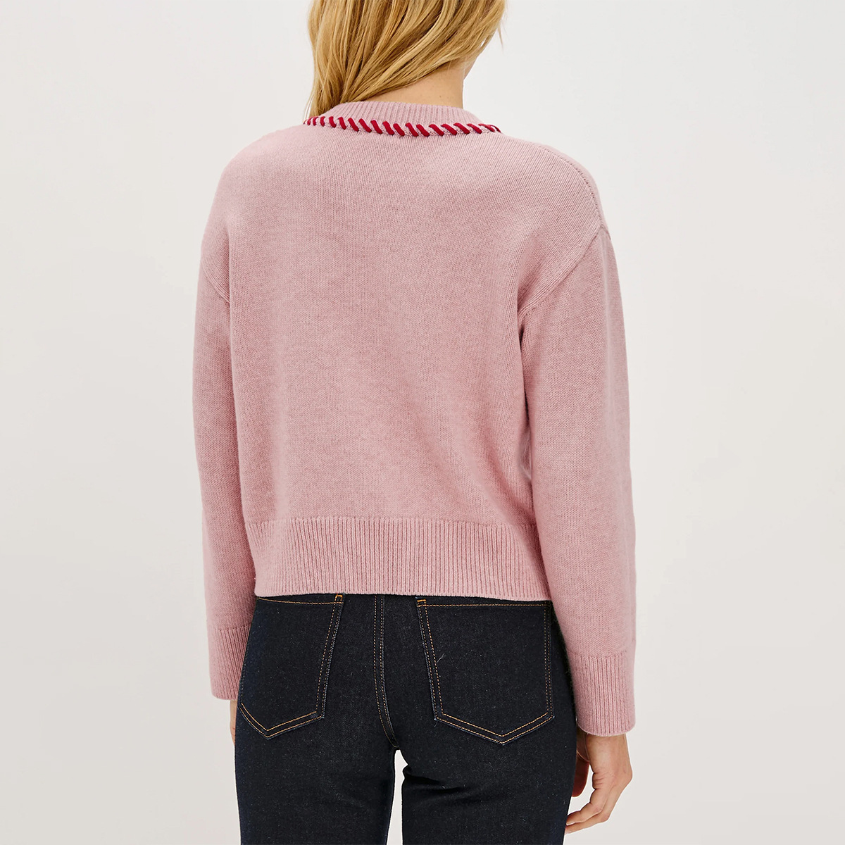 Floral Jacquard Knit Cardigan Women Round Neck Button Long Sleeve