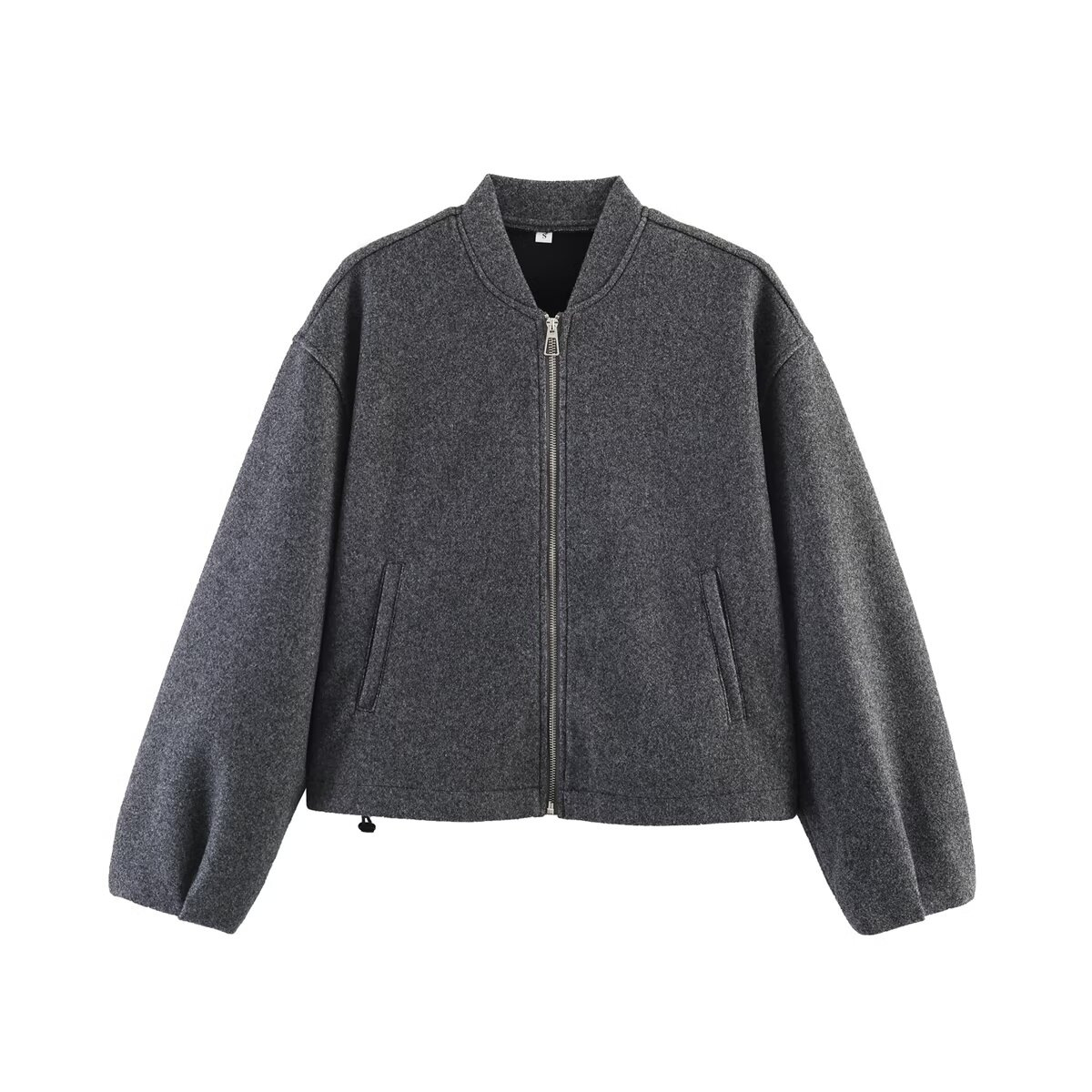 Soft Snap Button Crewneck Casual Jacket