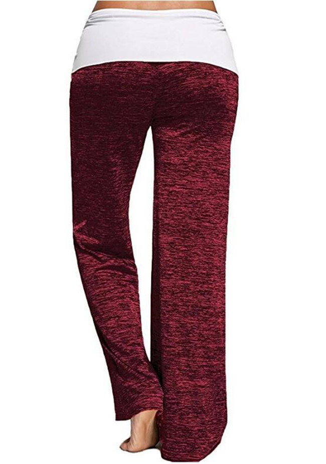 Wide-Leg High-Waist Colorblock Drawstring Lounge Pants