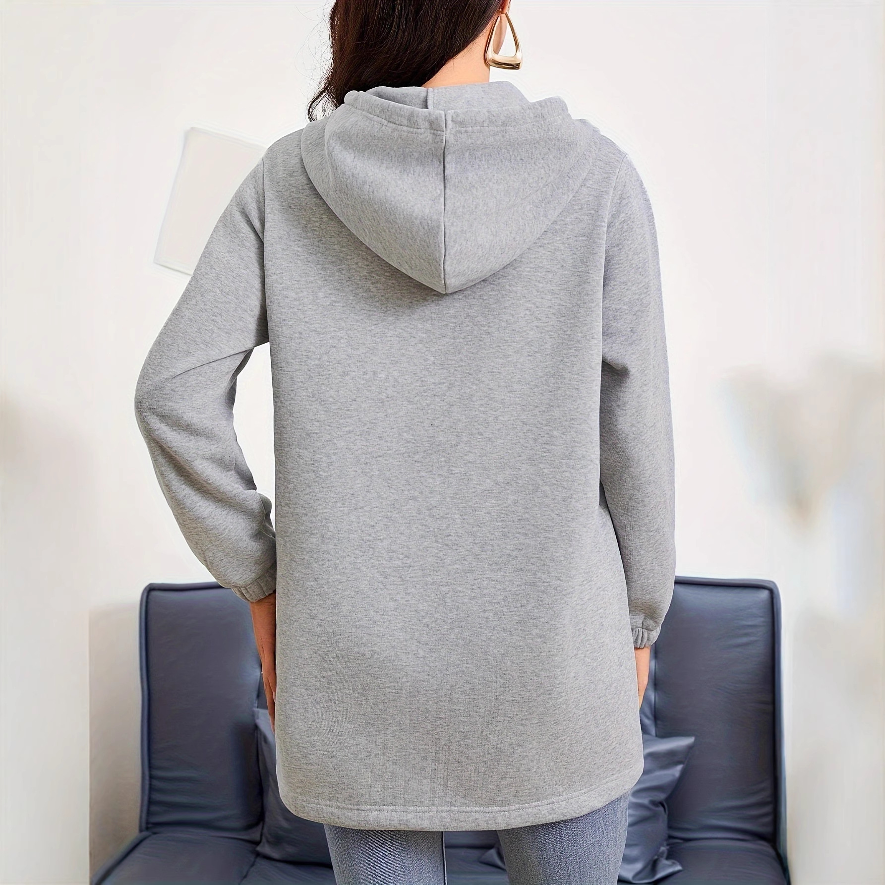 Women's Half-Zip Hooded Sweatshirt Oversized Long Sleeve